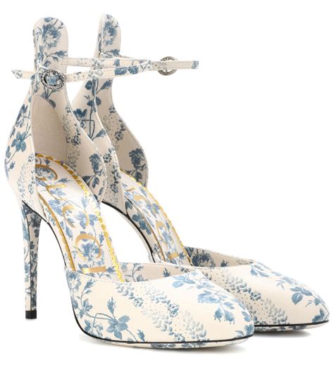 gucci blue floral heels|Gucci emerald heels.